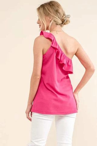 And The Why Ruffle One Shoulder Sleeveless Tank Top - SwagglyLife Home & Fashion And The Why Ruffle One Shoulder Sleeveless Tank Top - SwagglyLife Home & Fashion
