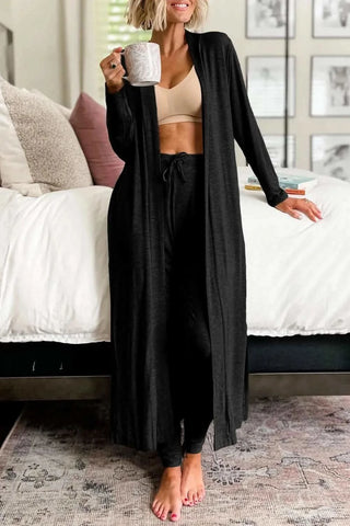 Open Front Long Sleeve Cardigan and Pants Lounge Set - SwagglyLife Home & Fashion Open Front Long Sleeve Cardigan and Pants Lounge Set - SwagglyLife Home & Fashion