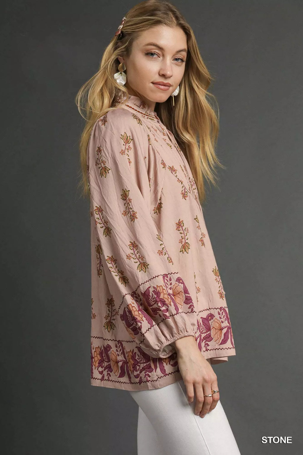 Umgee Floral Boho Peasant Blouse in - photo
