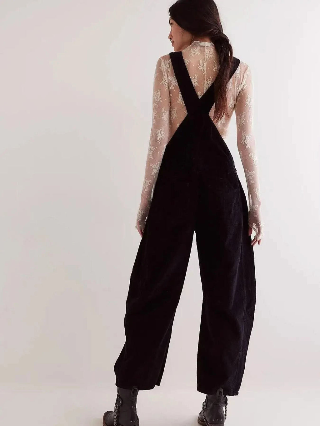 Corduroy Wide-Leg Overall with Adjustable Straps in - photo