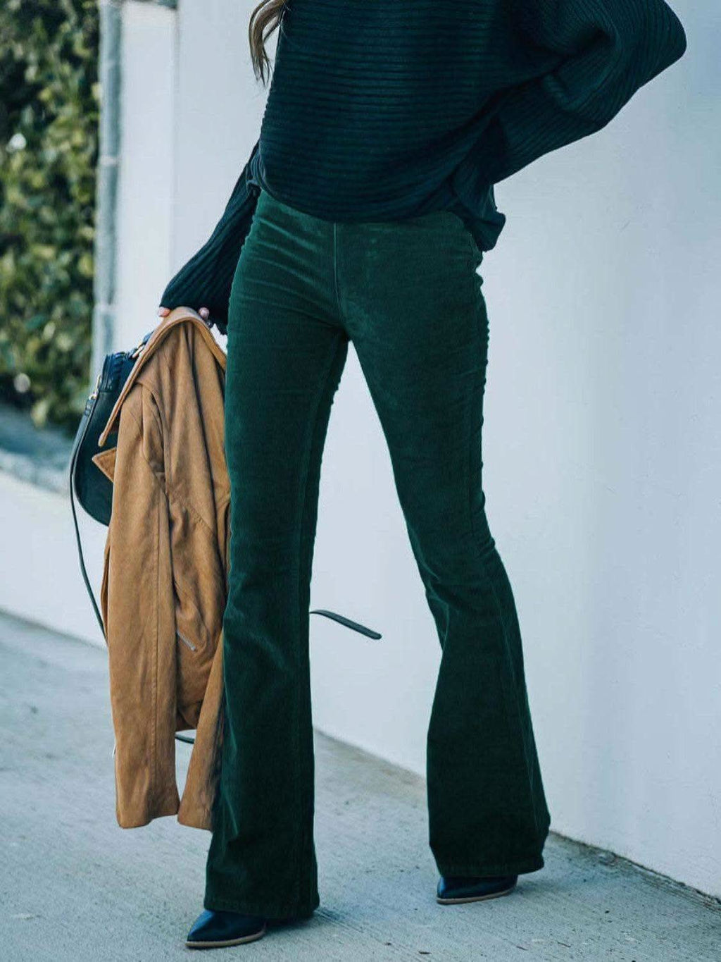High Waist Bootcut Pants in Green - photo