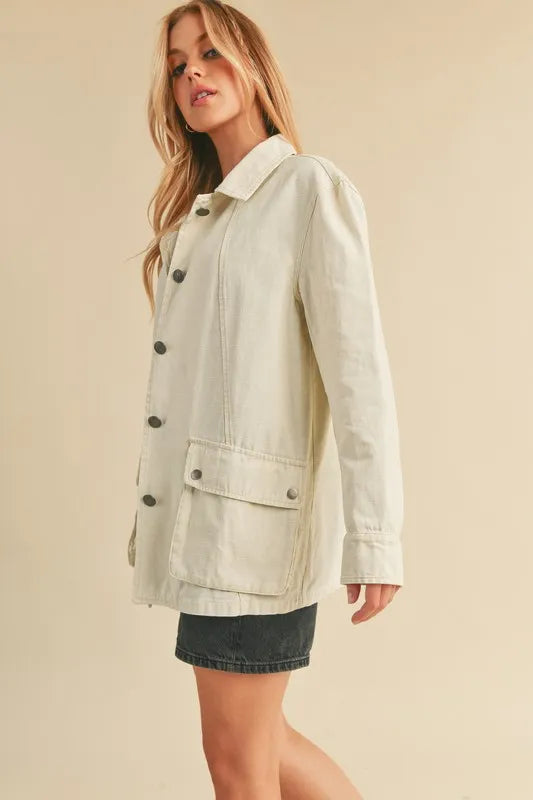 Aemi + Co Seam Detail Button Up Jacket with Pockets in - photo