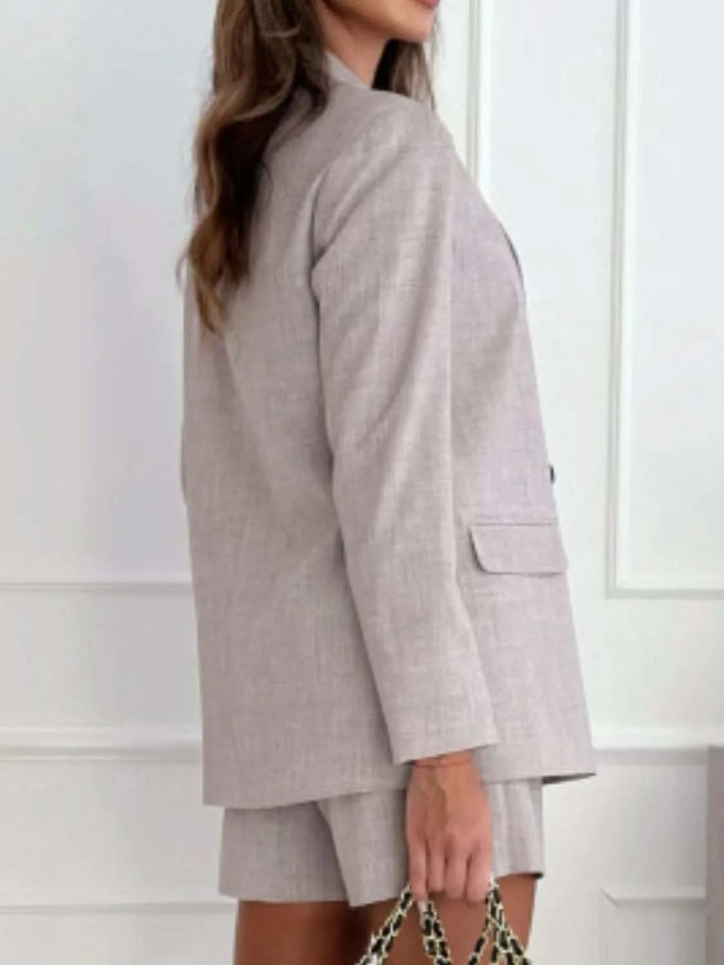 One Button Lapel Collar Blazer and Shorts Set in - photo