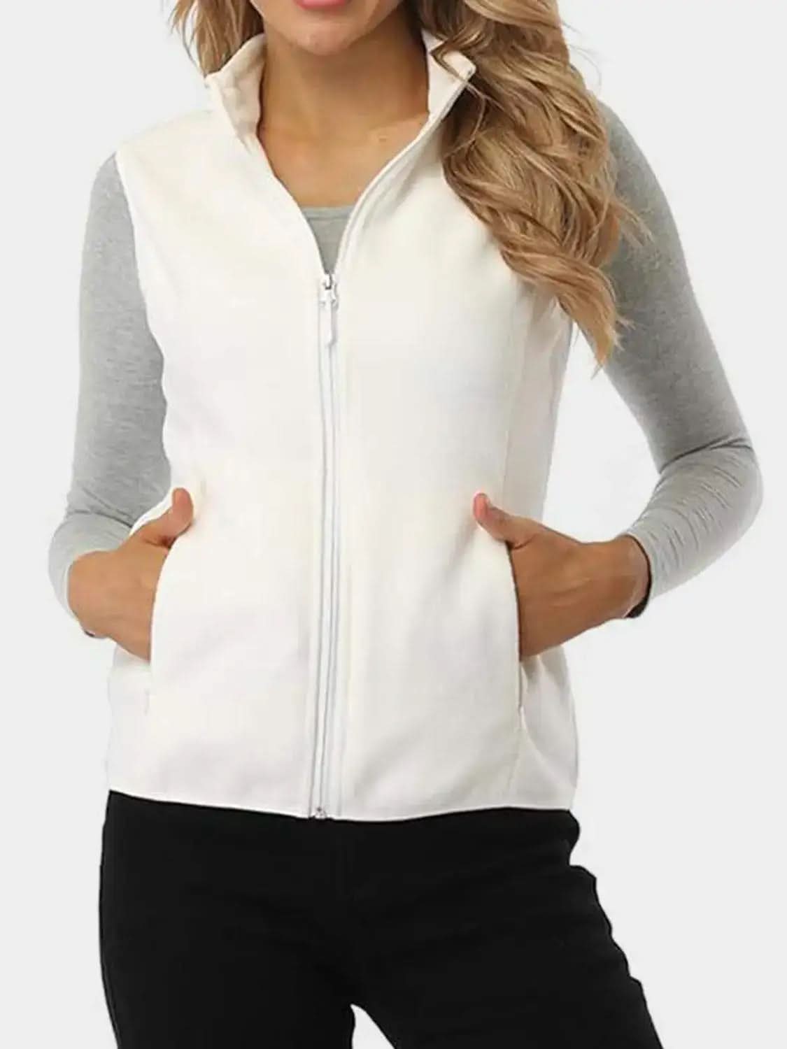 Zip Up Turtleneck Vest with Pockets - SwagglyLife Home & Fashion Zip Up Turtleneck Vest with Pockets - SwagglyLife Home & Fashion
