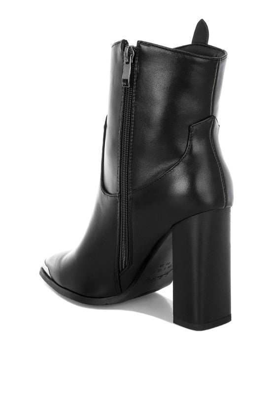 Hatter Pointed Toe Faux Leather Boots in - photo