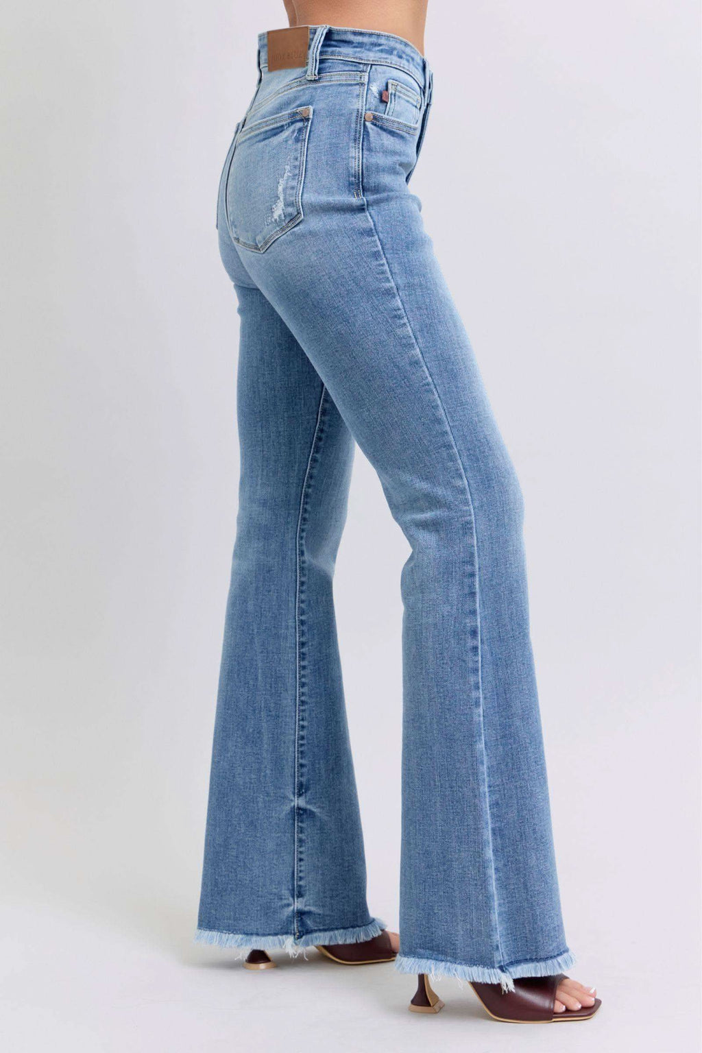 Judy Blue Full Size Raw Hem High Rise Bootcut Jeans in - photo