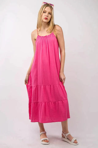 VERY J Ruffled A-Line Midi Cami Dress - SwagglyLife Home & Fashion VERY J Ruffled A-Line Midi Cami Dress - SwagglyLife Home & Fashion