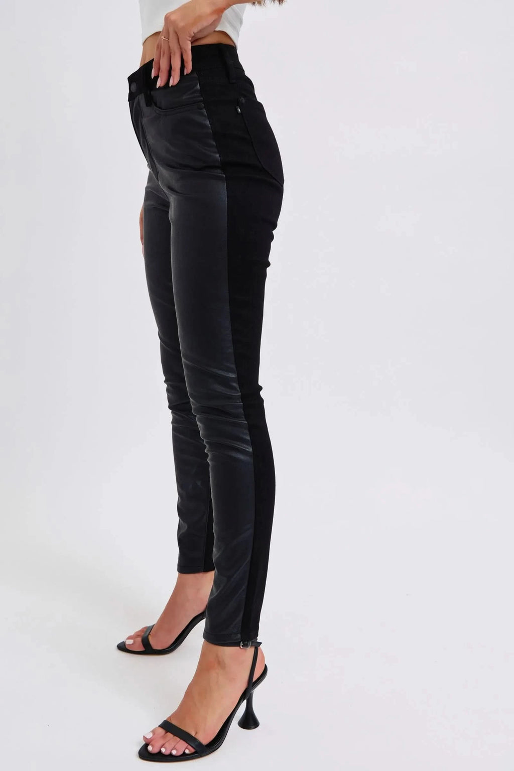 Judy Blue Plus Size HW Faux Leather Skinny Pants in - photo