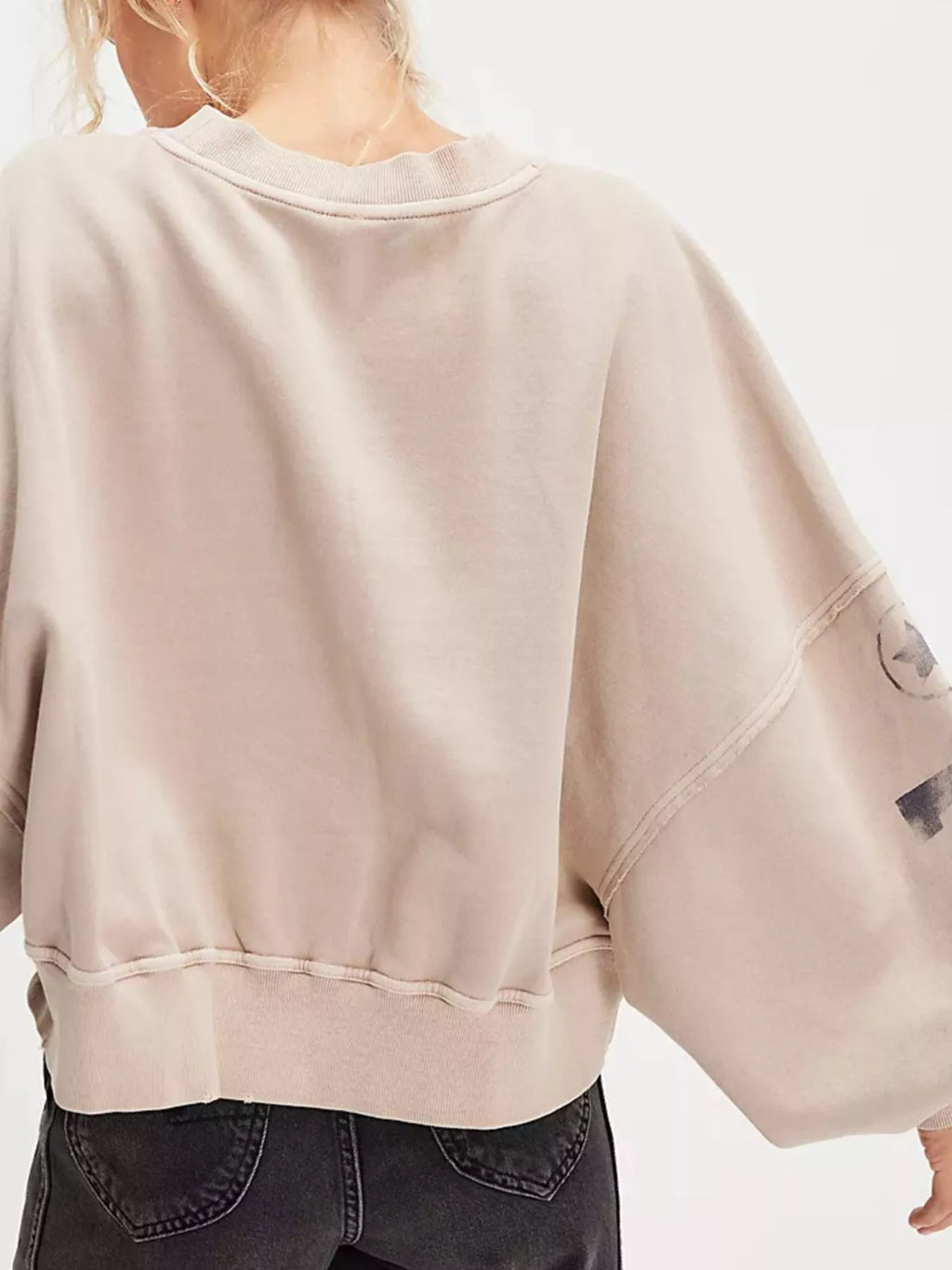 Printed Round Neck Dropped Shoulder Sweatshirt in - photo