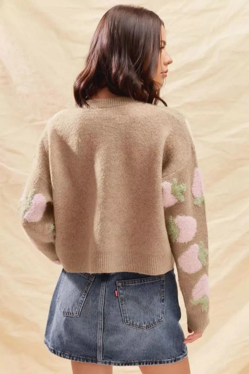 SO ME Strawberry Fruit All Over Button Sweater Cardigan in - photo