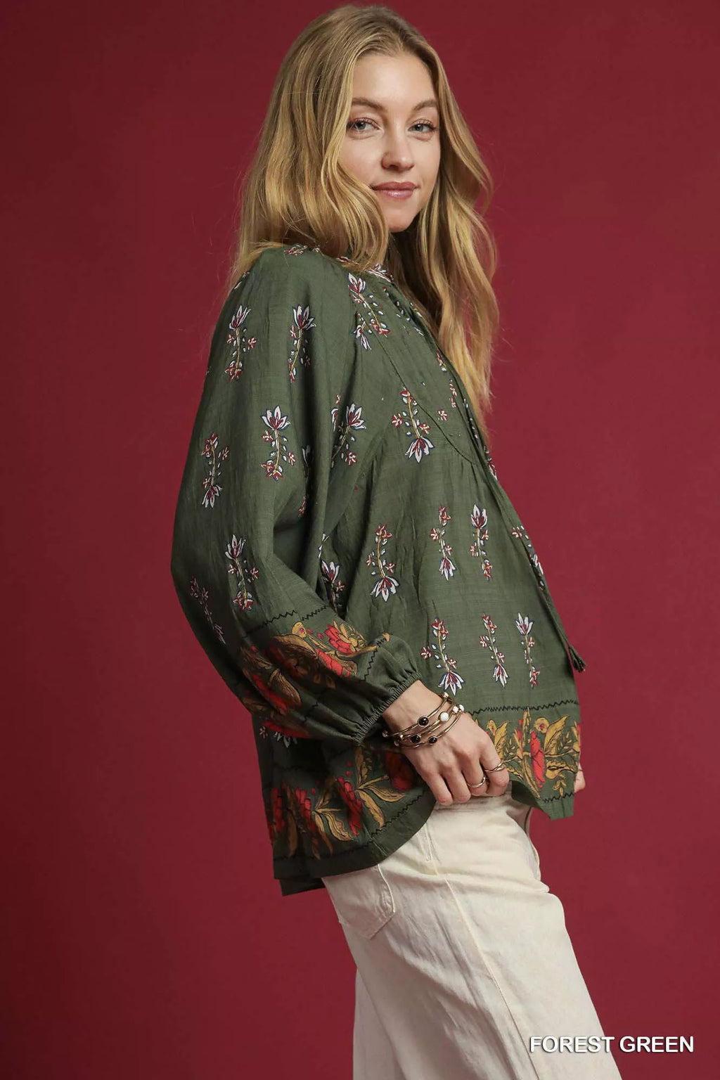Umgee Floral Boho Peasant Blouse in - photo