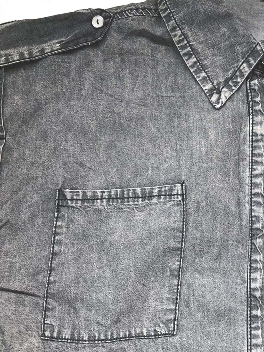 Collared Neck Cap Sleeve Denim Top - SwagglyLife Home & Fashion