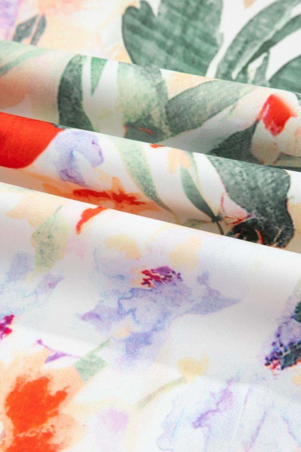 Floral Double Ruffle Sleeve V Neck Mini Dress - SwagglyLife Home & Fashion