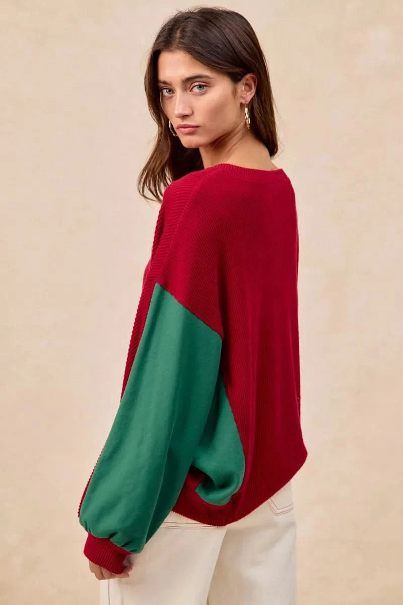 BiBi Christmas Theme Tree Embroidered Sweater in - photo