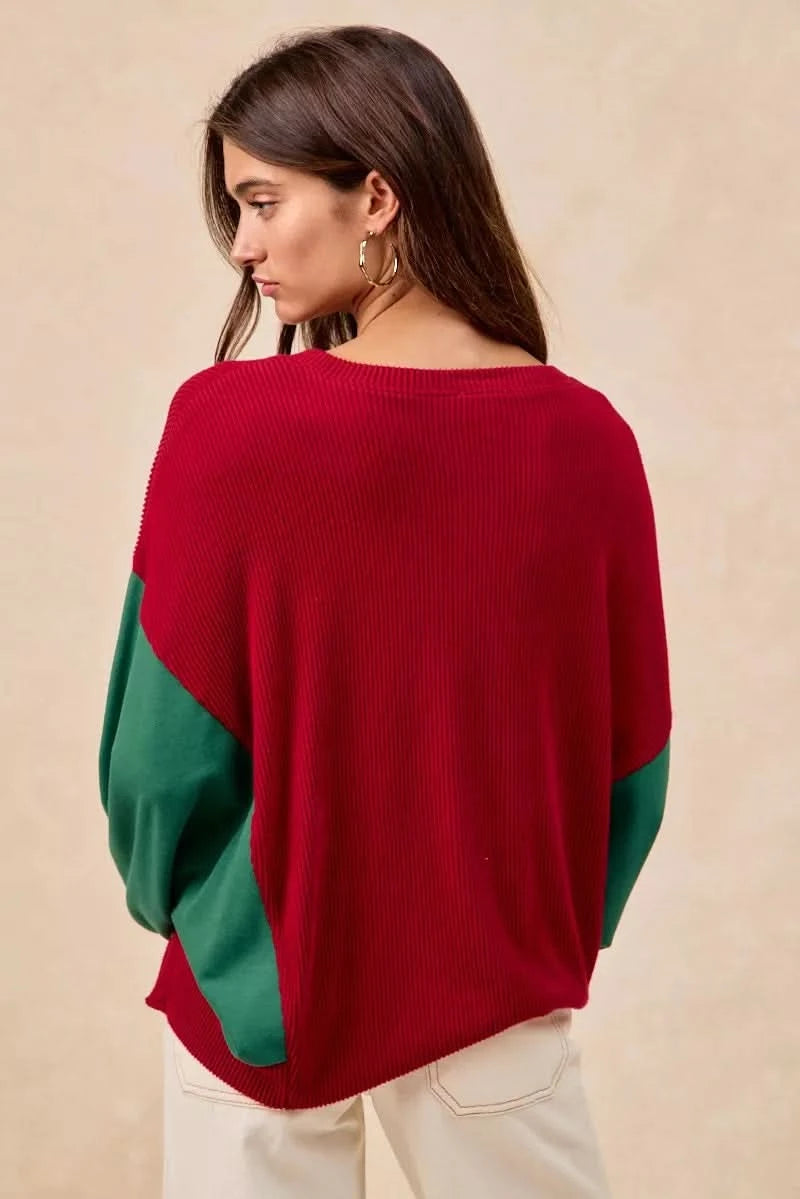BiBi Christmas Theme Tree Embroidered Sweater in - photo