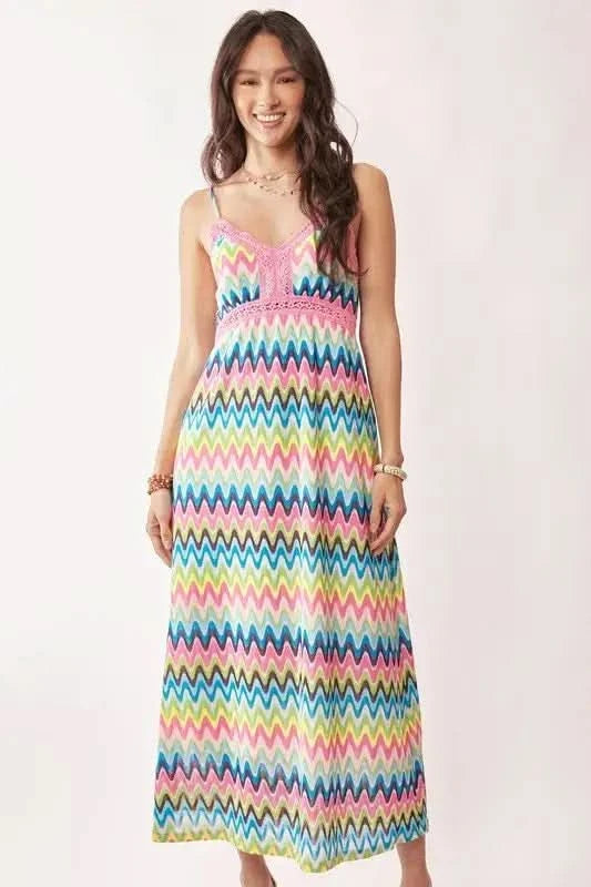 Davi & Dani Multi Color Crochet Lace Midi Dress in - photo