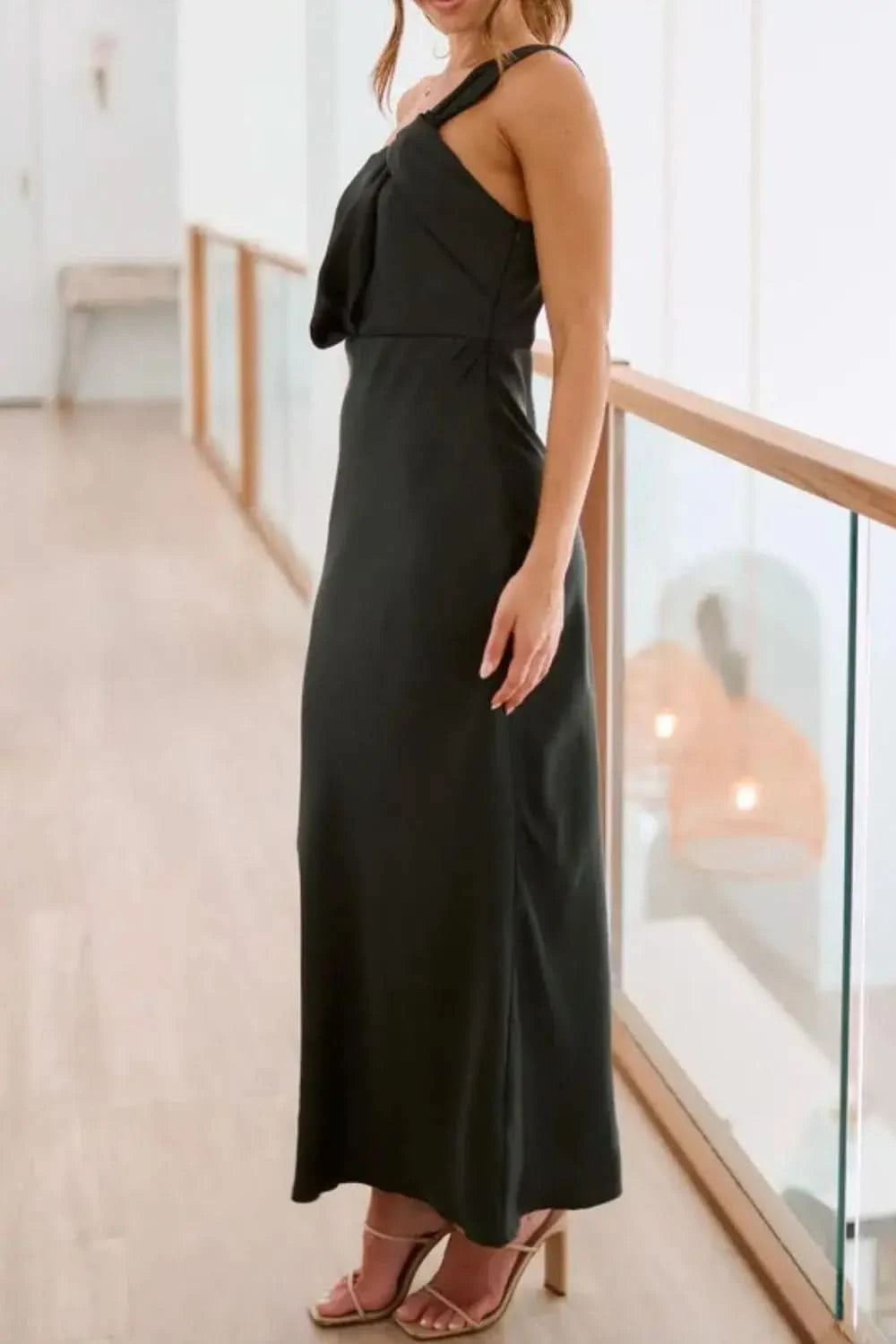 Single Shoulder Sleeveless Maxi Dress in - photo