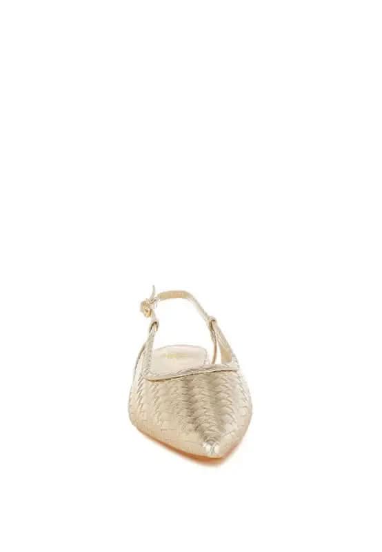 Kurina Metallic Woven Slingback Sandals in - photo
