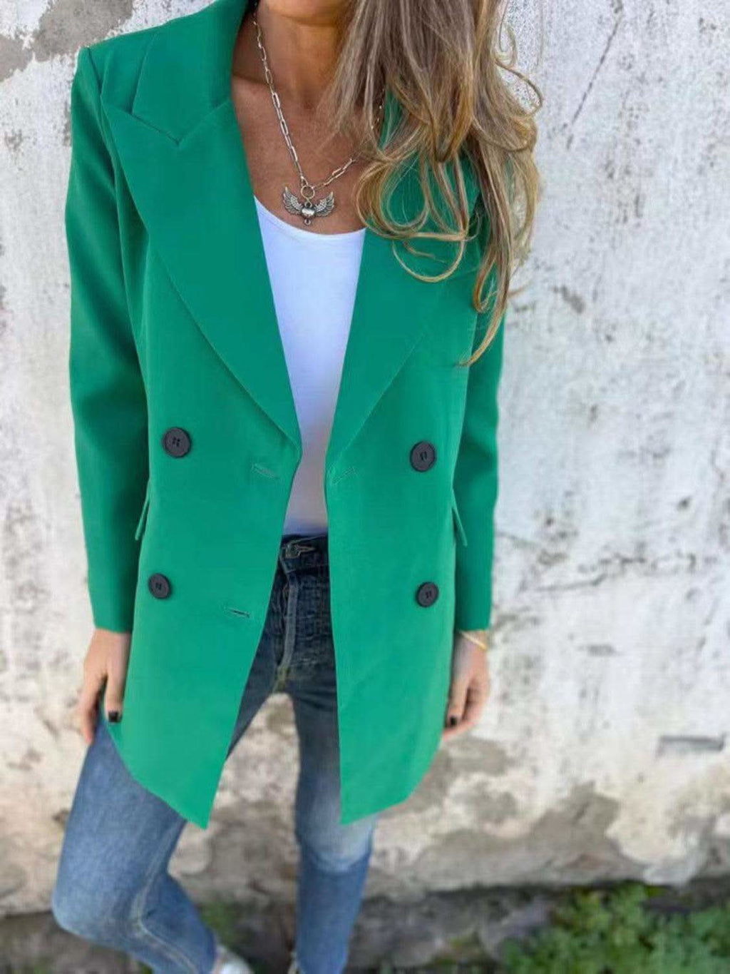 Full Size Collared Neck Long Sleeve Blazer in - Coats & Jackets photo
