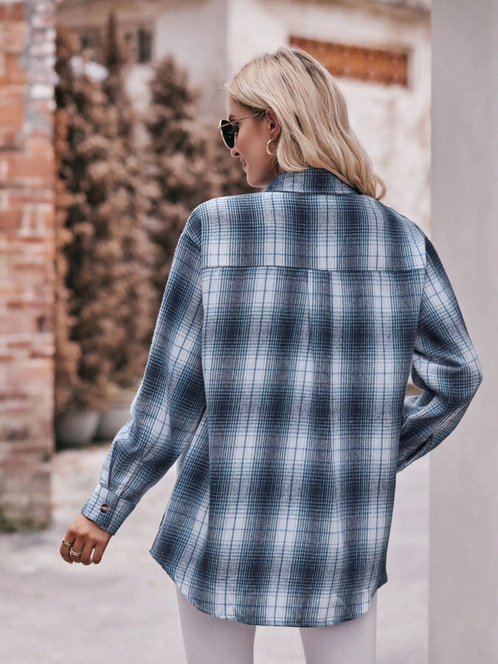 Plaid Button-Down Long Sleeve Shirt in - photo