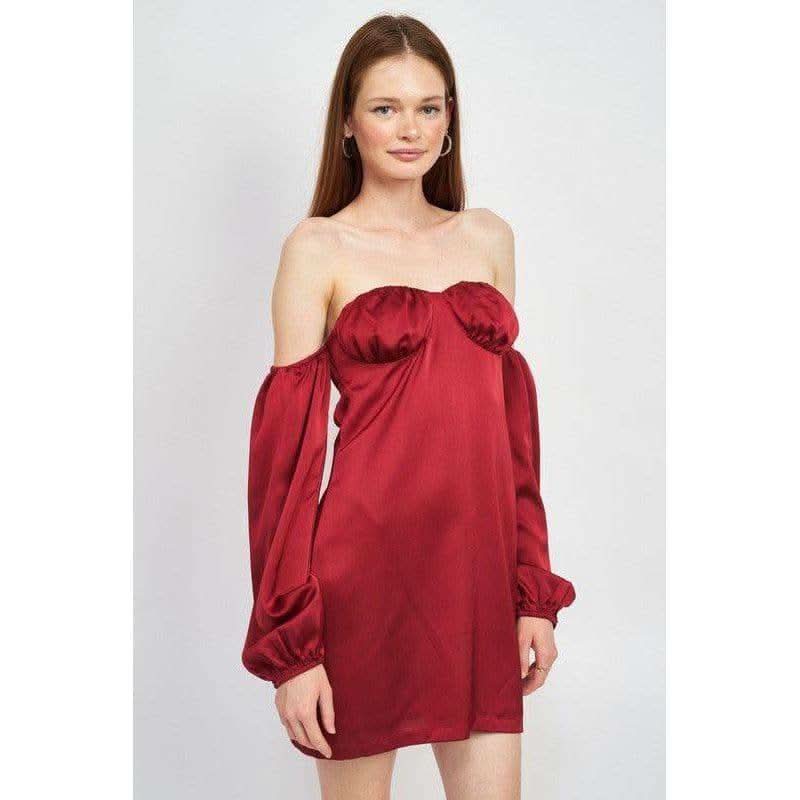EMORY PARK Eunice Off Shoulder Mini Dress with Back Cut Out - SwagglyLife Home & Fashion