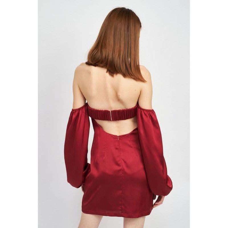 EMORY PARK Eunice Off Shoulder Mini Dress with Back Cut Out - SwagglyLife Home & Fashion