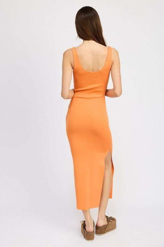 Emory Park Front Knot Midi Dress with Cutout - SwagglyLife Home & Fashion