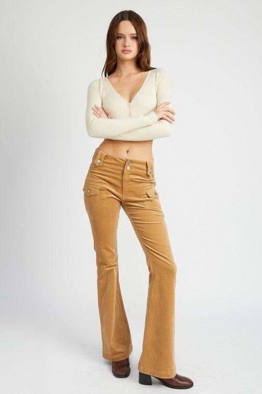EMORY PARK Helena Low Rise Pants with Bell Bottom, 2 Colors in - Pants photo