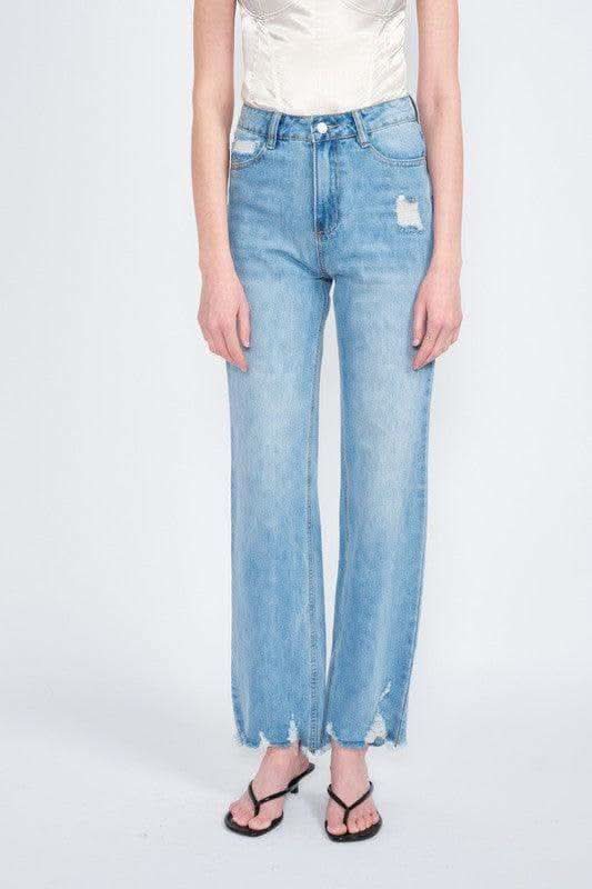 EMORY PARK High Waisted Straight Leg Denim Jeans - SwagglyLife Home & Fashion