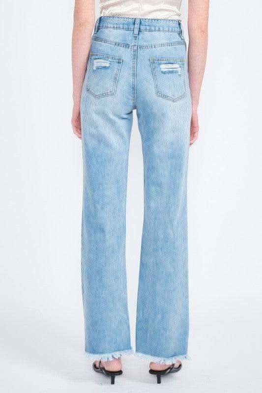 EMORY PARK High Waisted Straight Leg Denim Jeans - SwagglyLife Home & Fashion
