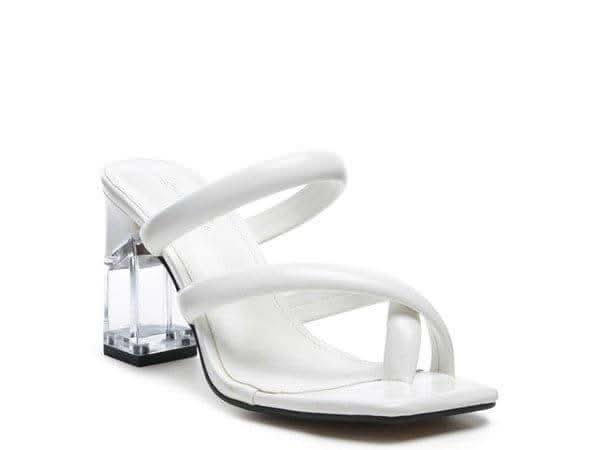 ERISED Clear Heel Toe Ring Slides in White - photo