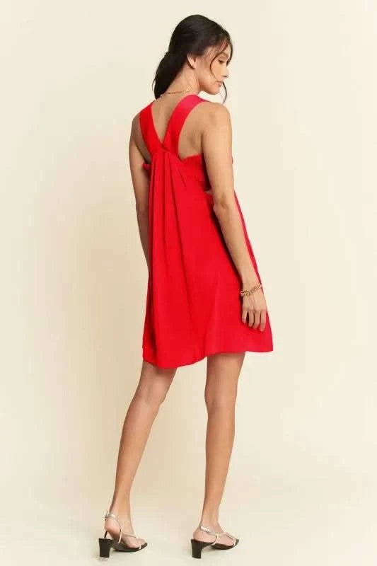 Davi & Dani Washed Satin Cutout Skirt Bandeau Mini Dress - SwagglyLife Home & Fashion