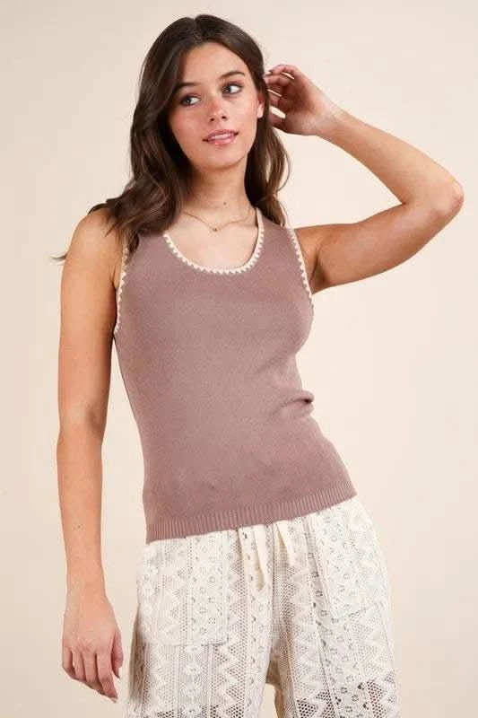 VERY J Blanket Style Sleeveless Knit Tank - SwagglyLife Home & Fashion