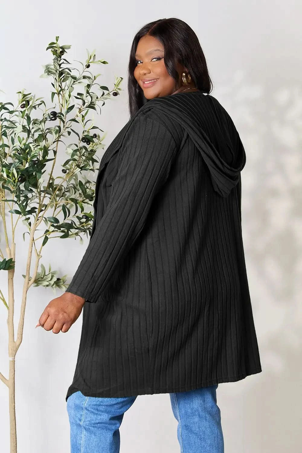 Basic Bae Full Size Hooded Sweater Cardigan in - photo