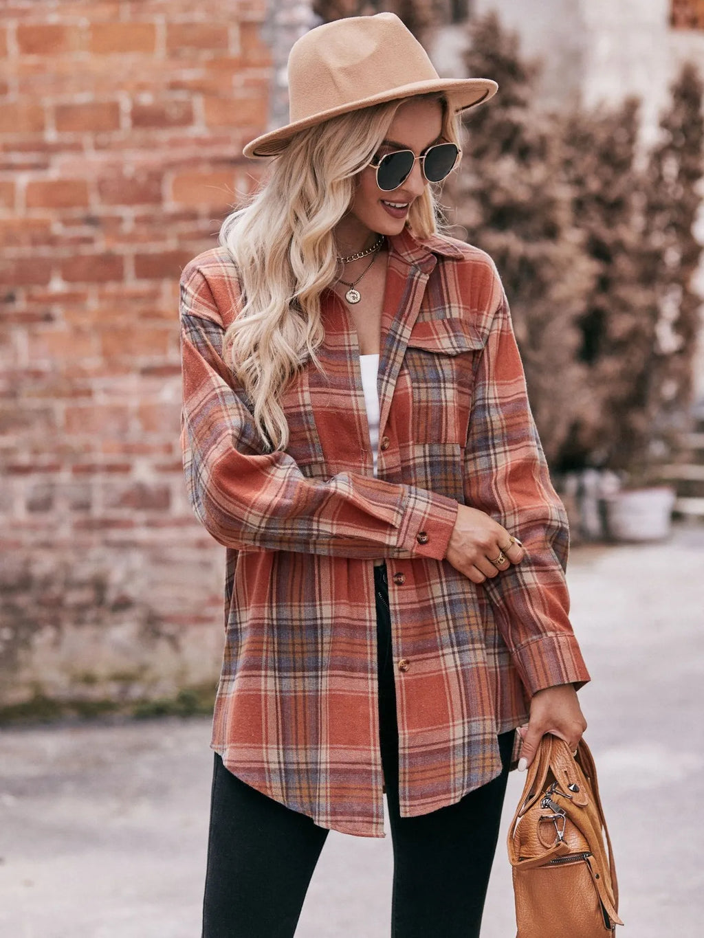 Plaid Button-Down Long Sleeve Shirt in - photo
