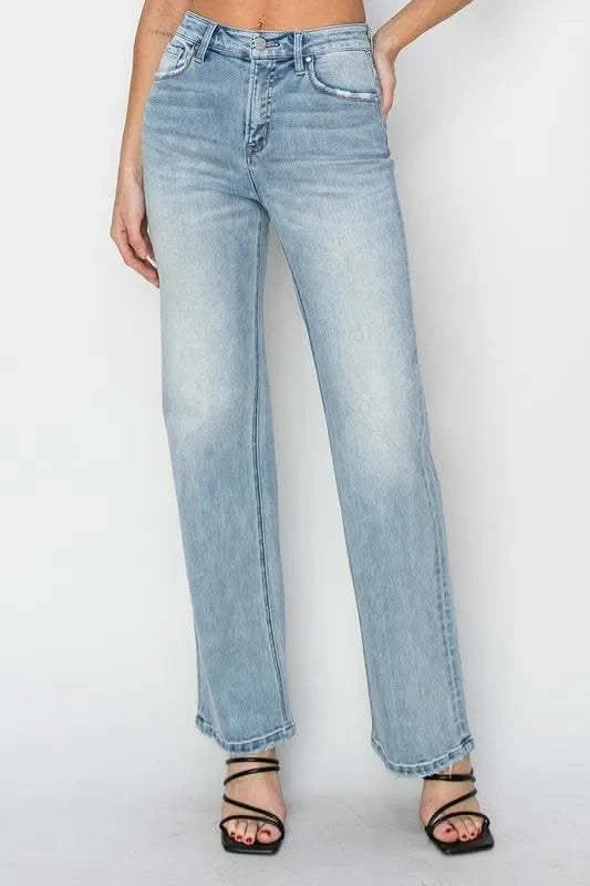 RISEN Full Size High Rise Straight Jeans Plus Size in LIGHT - photo