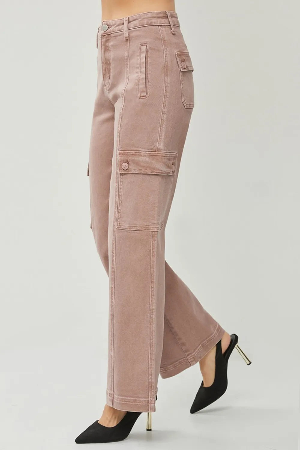 RISEN Full Size High Rise Wide Leg Cargo Jeans in - photo