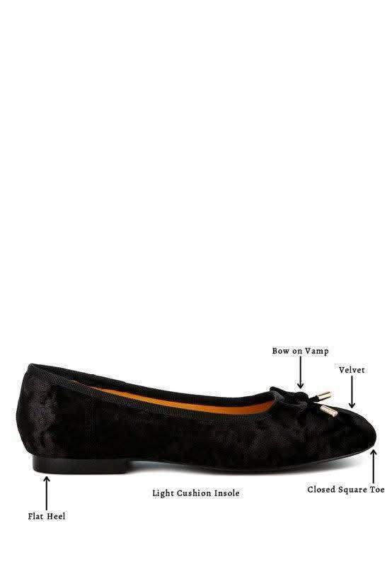 Rag & Co Buckrose Velvet Bow Ballerinas in - photo