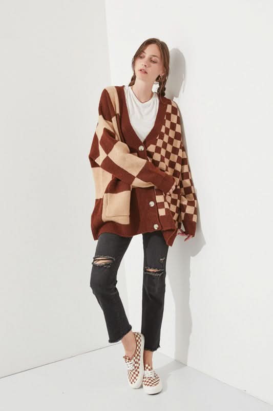 Checkered Oversized Sweater in - photo