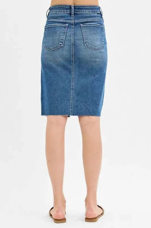 RISEN Full Size High Rise Front Slit Pencil Skirts Plus Size - SwagglyLife Home & Fashion