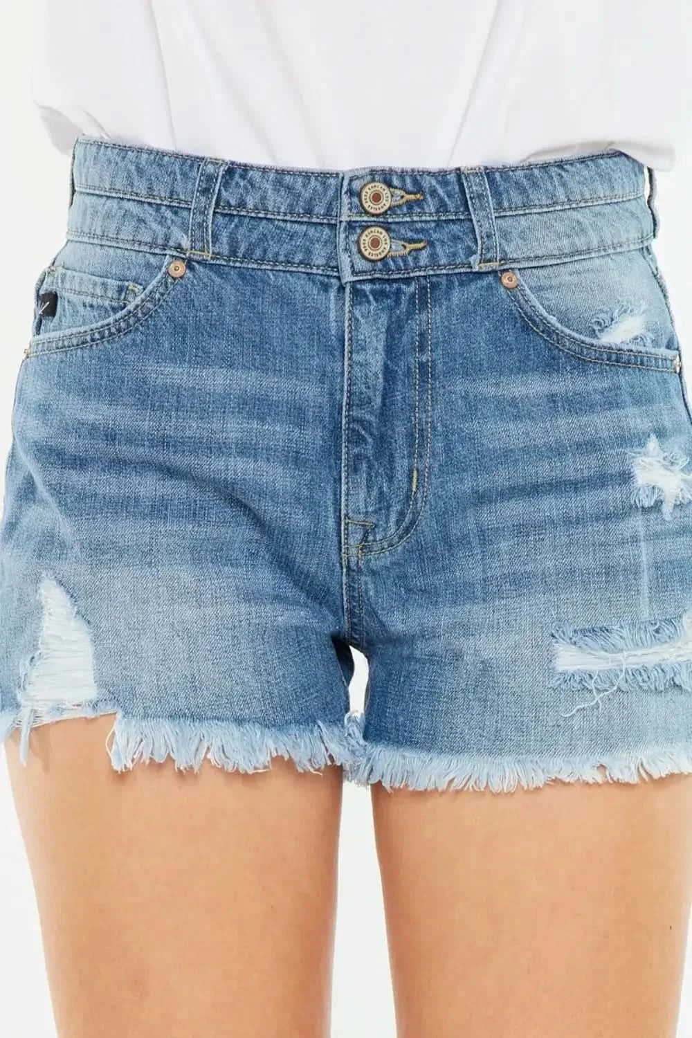 Kancan Full Size High Rise Raw Hem Denim Shorts in - photo