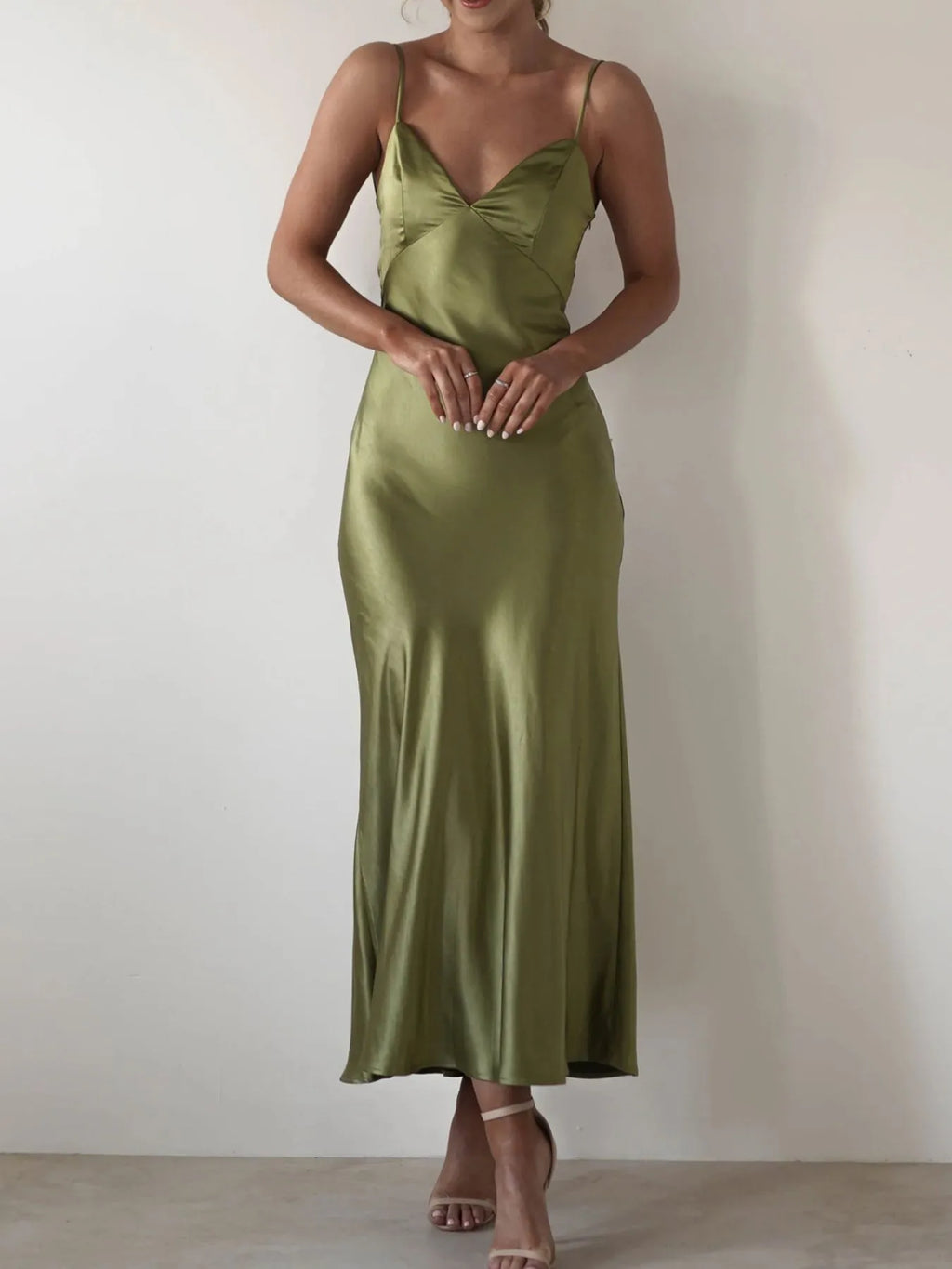 Satin Backless Cami Dress in - photo