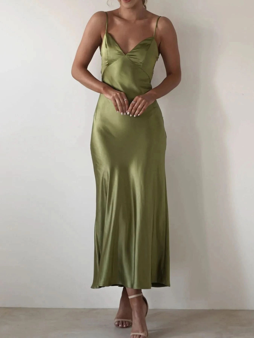 Satin Backless Cami Dress in - photo