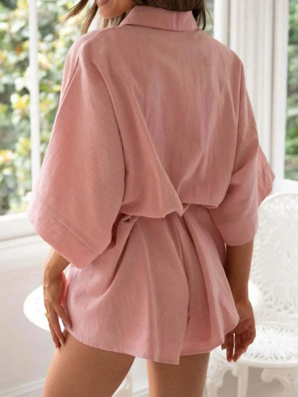 Collared Neck Half Sleeve Romper - SwagglyLife Home & Fashion
