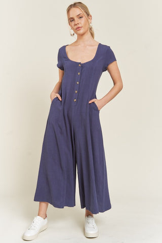 Linen Button Down Jumpuit - SwagglyLife Home & Fashion Linen Button Down Jumpuit - SwagglyLife Home & Fashion
