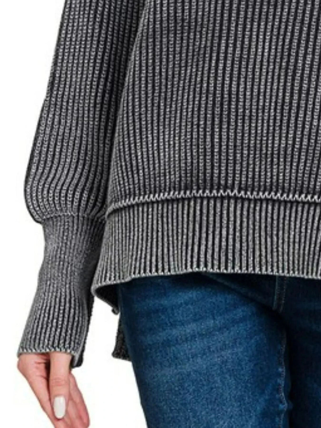 Zenana Washed Side Slit Oversized Sweater in - photo