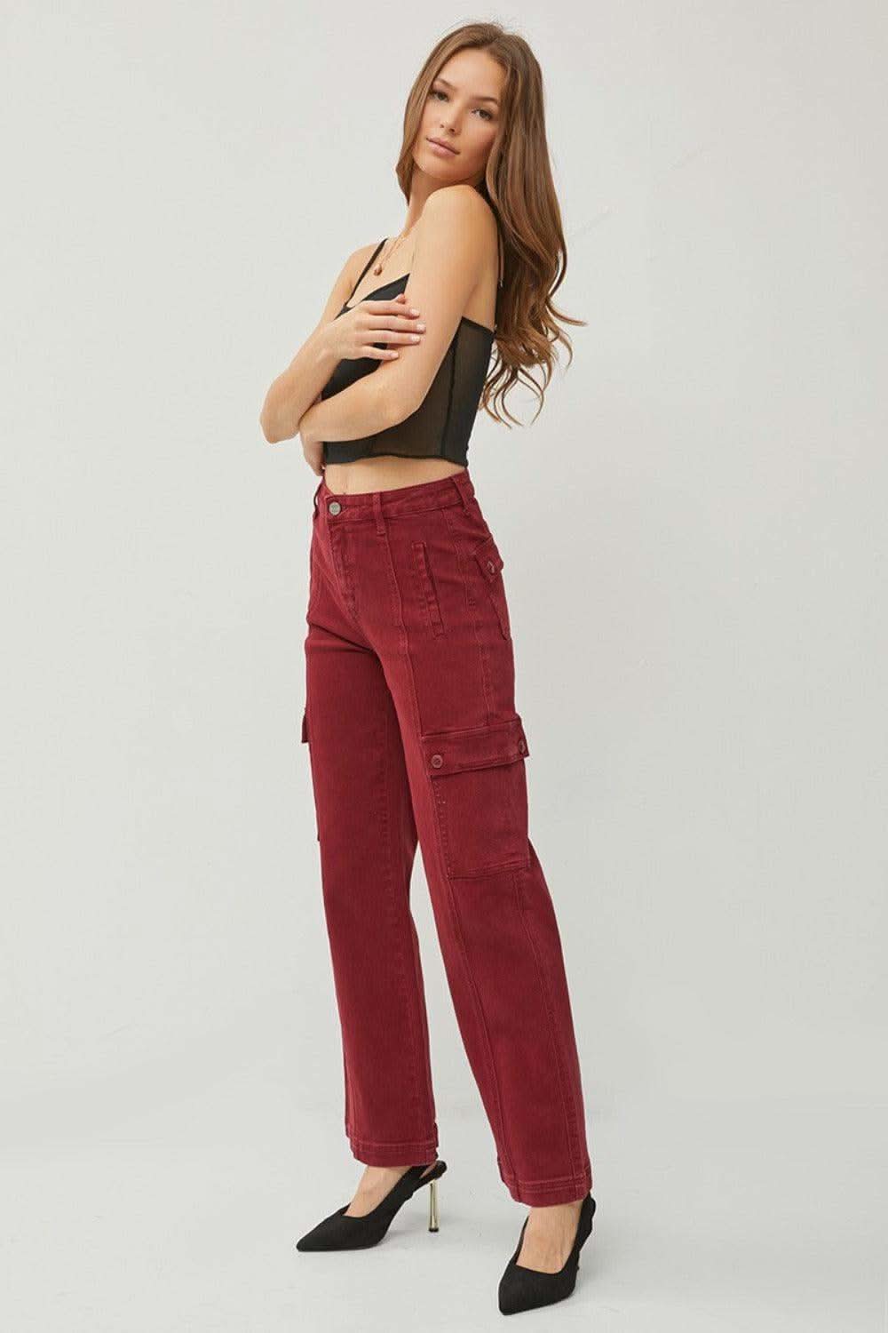 RISEN Full Size High Rise Wide Leg Cargo Jeans in - photo