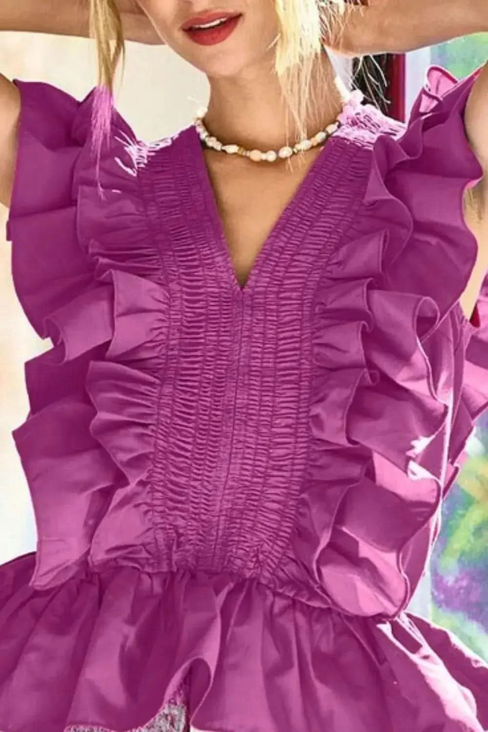 BiBi Woven Ruffled Top - SwagglyLife Home & Fashion