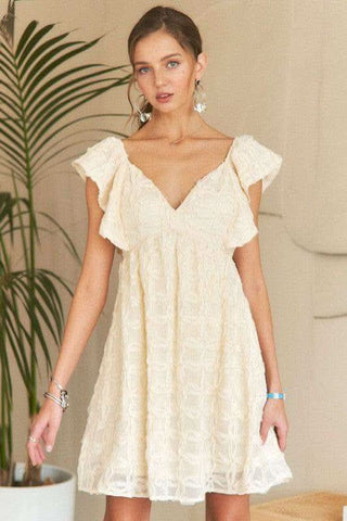ADORA Tie Back V-Neck Ruffle Sleeve Dress - SwagglyLife Home & Fashion ADORA Tie Back V-Neck Ruffle Sleeve Dress - SwagglyLife Home & Fashion