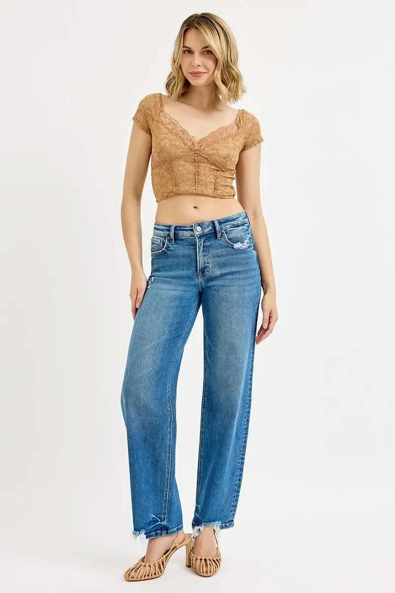 RISEN Full Size Mid Rise Baggy Jeans Plus Size in - photo